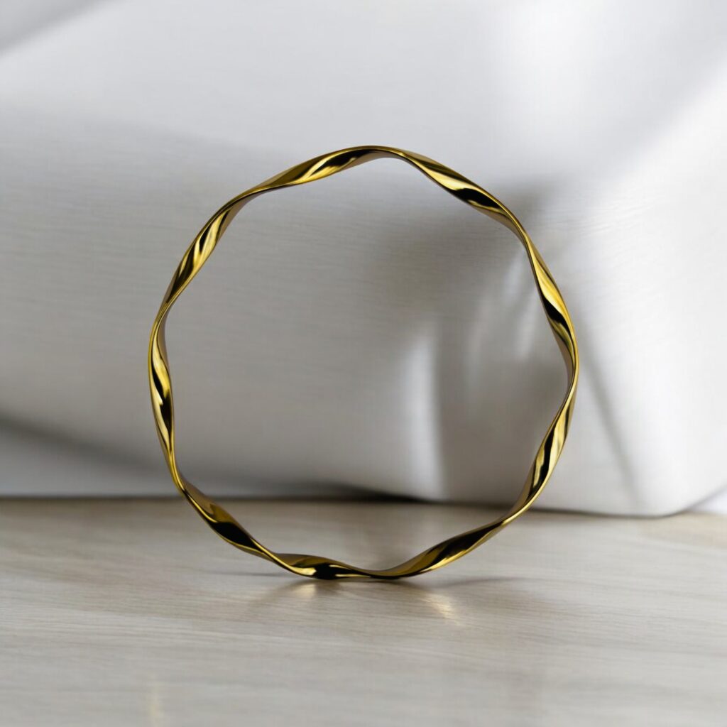 Anti-Tarnish Twisted Gold Bangle