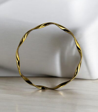 Anti-Tarnish Twisted Gold Bangle