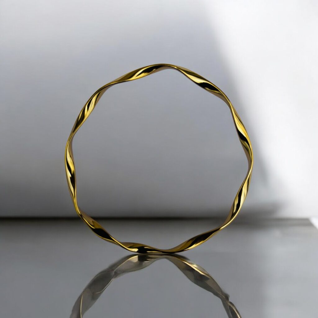 Anti-Tarnish Twisted Gold Bangle #1