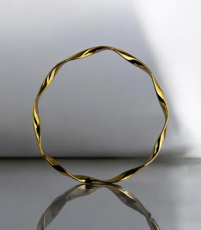 Anti-Tarnish Twisted Gold Bangle #1