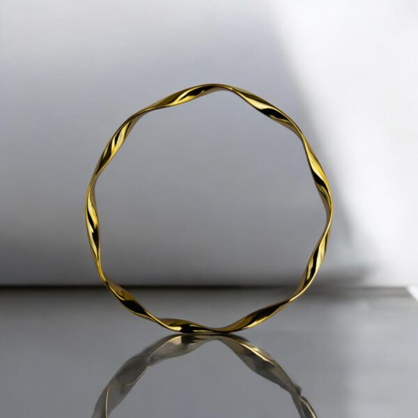Anti-Tarnish Twisted Gold Bangle #1