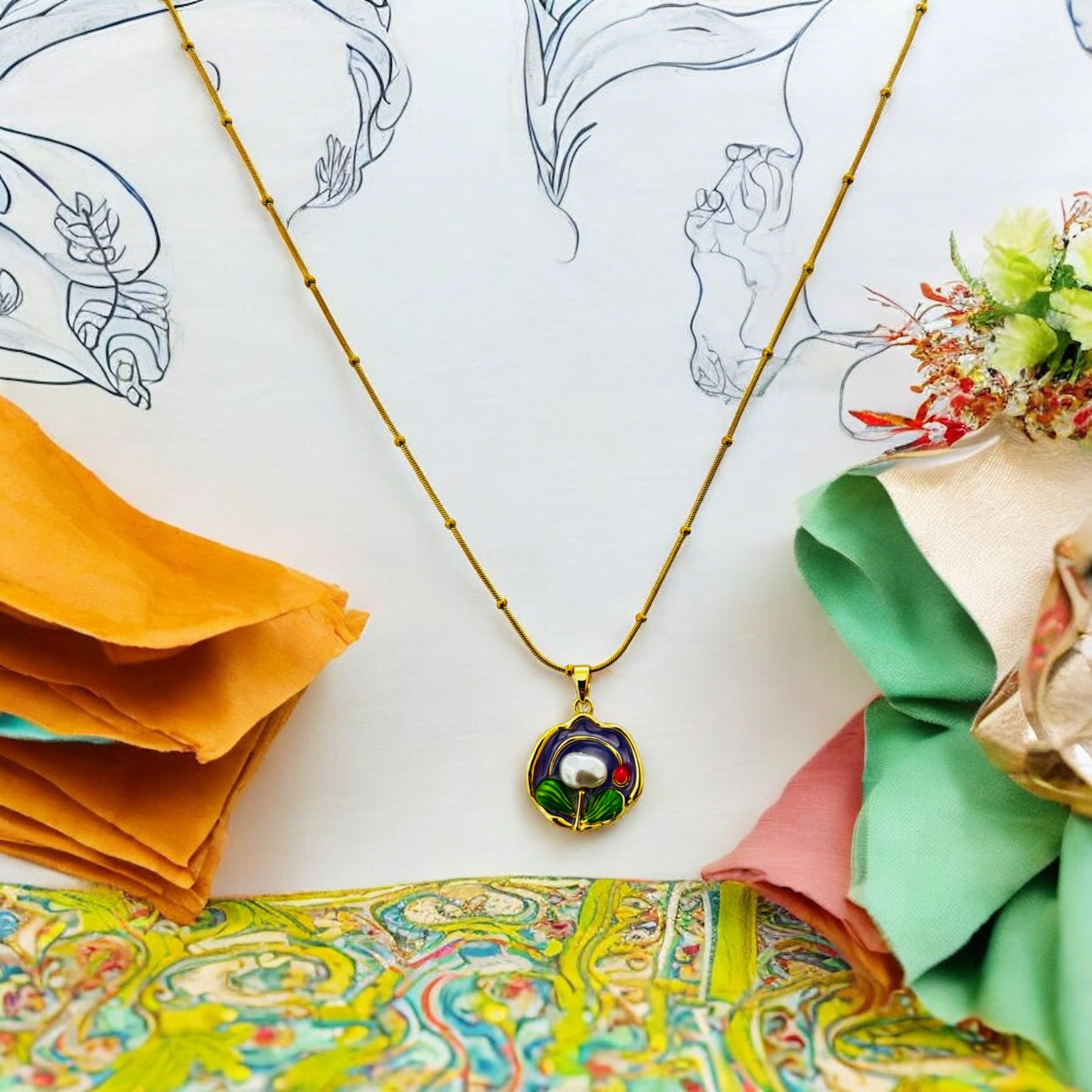 Midnight Lotus Anti-Tarnish Pendant #1 Midnight Lotus Anti-Tarnish Pendant #1